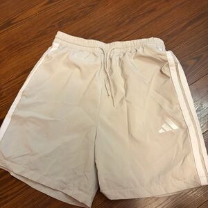 Adidas Men's Tan white athletic shorts